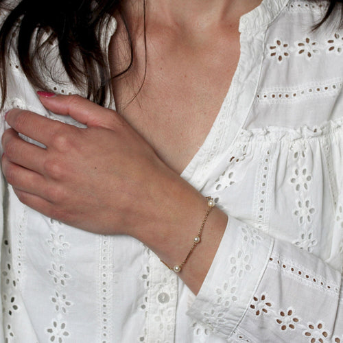 Bracelet Bracelet or rose et perles de culture 58 Facettes 25-032