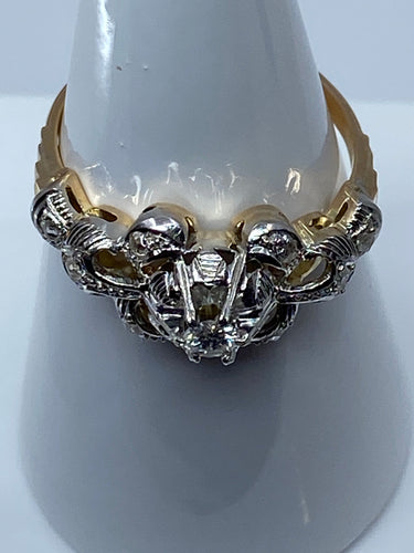 Bague jonc en Or blanc rubané & Diamants