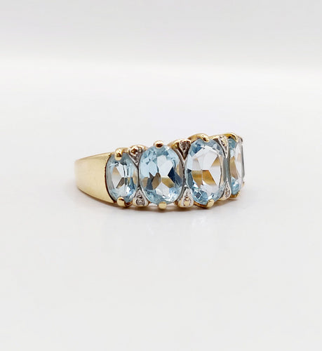 Bague 56 Bague jarretière vintage or jaune 18k topazes et diamants (circa 1980) 58 Facettes A05994