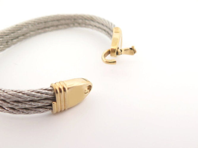 Bracelet vintage bracelet FRED force 10 cable 24 cm acier et or jaune 58 Facettes 261952
