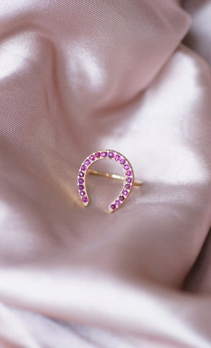 Bague Bague ancienne fer à cheval or et rubis 58 Facettes