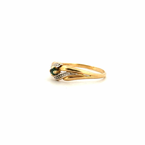 Bague 57 Solitaire Or Jaune & Émeraude 58 Facettes 57-GS35508-1