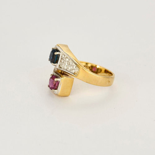 Bague Bague en Or jaune 18k Saphir and Rubis 58 Facettes 250270