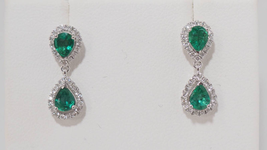 Pendentif Pendants d'Oreille En Or Blanc, Emeraudes Et Diamants 58 Facettes 31131