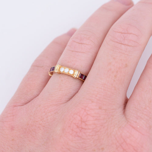 Bague 53 Cartier - Bague Alliance Contessa Vintage en Or Jaune et Blanc, Diamants, Rubis 58 Facettes 350