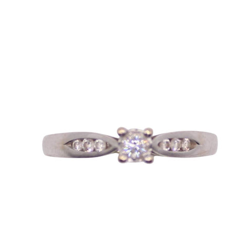 Bague Solitaire diamant épaulé or blanc 58 Facettes