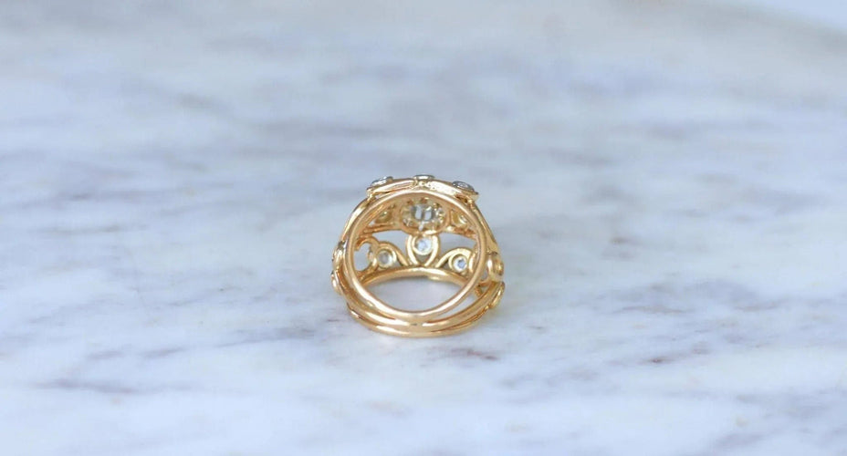 Bague 49.5 Bague Boule cocktail fil or rose riamants 58 Facettes