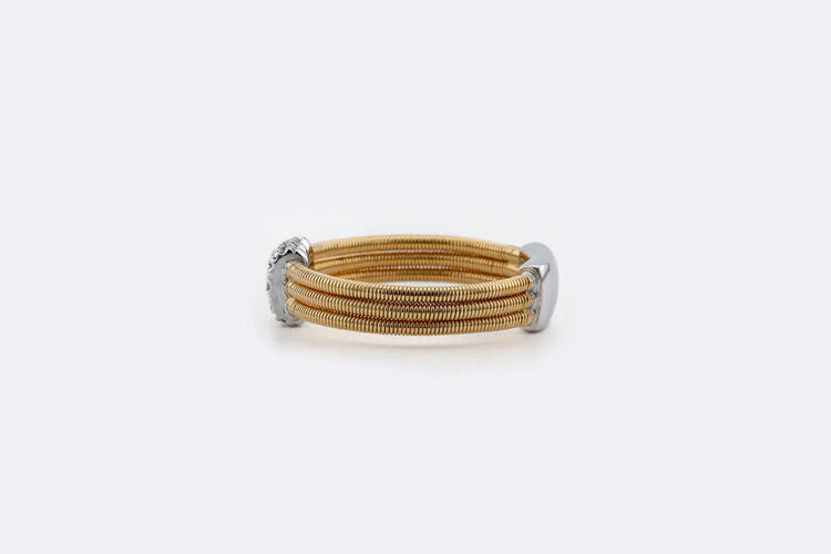 Bague Anello tubogas oro bianco e oro giallo con diamanti 58 Facettes