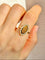 Bague 52 Bague ancienne en or jaune 18k œil de tigre et perles 58 Facettes