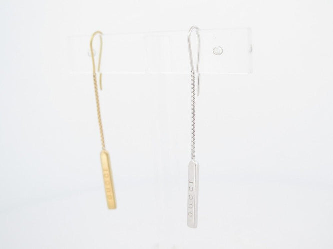 Boucles d'oreilles boucles d'oreilles GUCCI es logo bar or jaune blanc 58 Facettes 258989