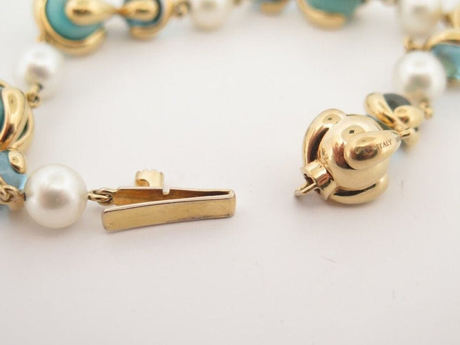 Bracelet bracelet MARINA B cardan or jaune et pierres turquoises 58 Facettes 259151