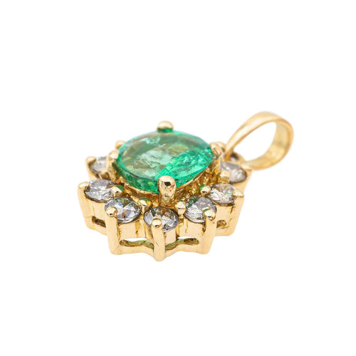 Pendentif Pompadour Or jaune Emeraude