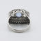 Bague BAGUE ART DECO SAPHIR CEYLAN NATUREL ENTOURAGE DIAMANTS EN OR GRIS 18K 58 Facettes