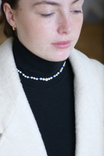 Collier Collier perles de culture et lapis lazuli or jaune 58 Facettes