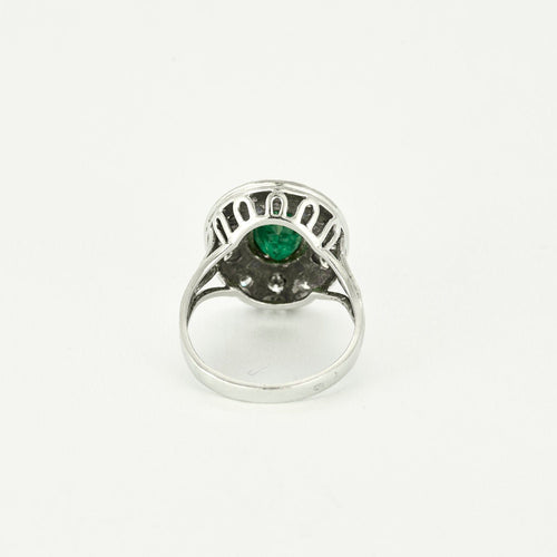 Bague 53,5 Bague or gris, émeraude et diamants 58 Facettes SMA0098