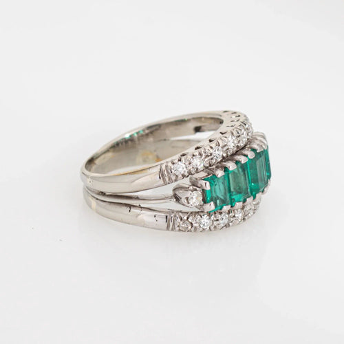 Bague 48 Bague Diamant Émeraude Vintage Or Blanc 58 Facettes G13361