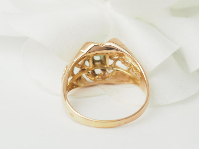 Bague 58 Bague ajourée en or rose et émeraude 58 Facettes 33470