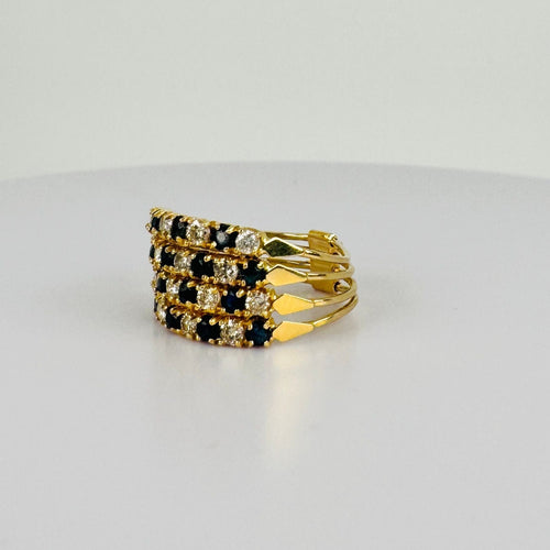 Bague 57 Bague empilable 4 rangs, diamants et saphirs bleu foncé d'environ 0,48 carat, pureté SI 58 Facettes 2511005