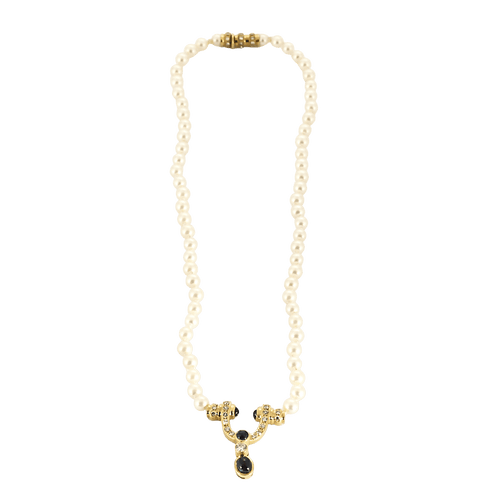 Collier Collier de perles or aune, diamants et saphirs 58 Facettes BO/250007
