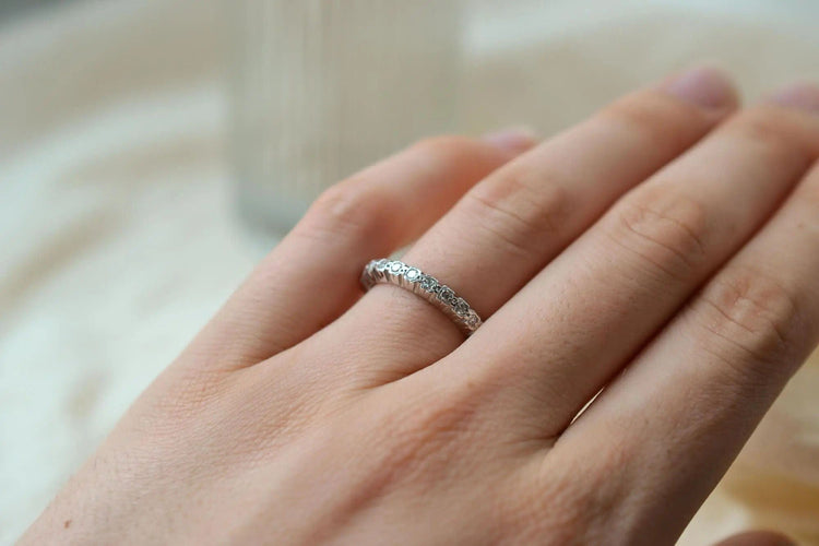Bague 53 Alliance américaine Or blanc Diamants 58 Facettes Ref2212