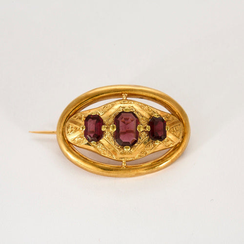 Boucles d'oreilles Demi-parrure, broche et boucles d'oreilles, or jaune et grenats almandin 58 Facettes BLO0179
