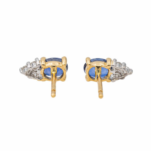 Boucles d'oreilles Boucles d'oreilles Puces Or jaune Saphir 58 Facettes 3548950CN
