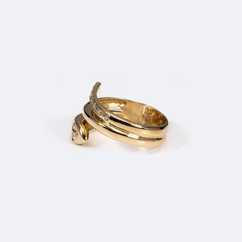 Bague 13 / Oro Giallo Bague contrarié avec serpent 58 Facettes ANL167