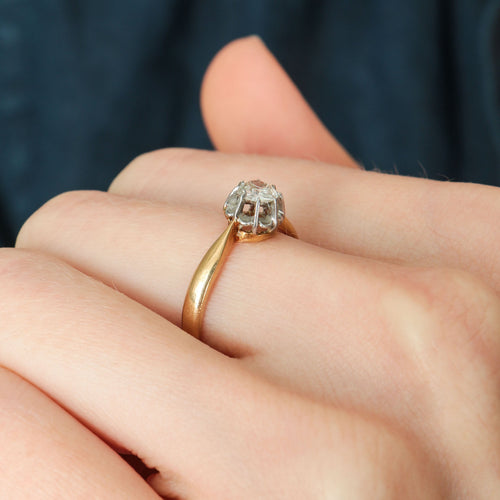 Bague 55 Bague Solitaire ancien or jaune et platine 58 Facettes 443