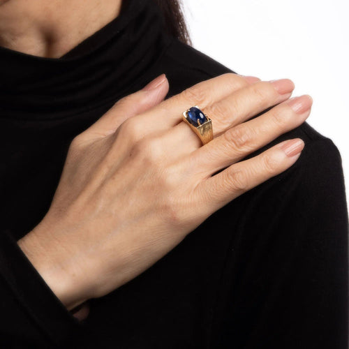 Bague Bague en saphir étoilé naturel de Ceylan de 5,30 ct en or 14 carats vintage Taille 9 CERT Pas de chauffage 58 Facettes G12285