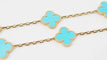 Collier VAN CLEEF & ARPELS - Sautoir Vintage Alhambra or jaune et turquoise 58 Facettes