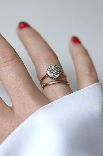 Bague 54 Bague Marguerite Ancienne Or rose, Platine, Diamants 58 Facettes