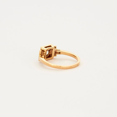 Bague 53.5 Bague art déco en or rose d'un diamant taille ancienne 58 Facettes