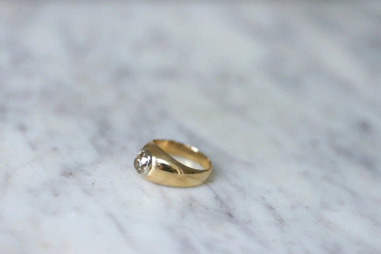 Bague Bague Jonc Or et Diamant Taille Ancienne 58 Facettes