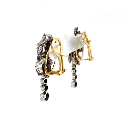 Broche Parure Fleur En Diamants, Argent Et Or 19ème Siècle 58 Facettes