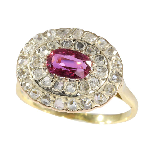 Bague 54 Beauté délicate : bague victorienne avec tourmaline rose violacée 58 Facettes 24150-0100