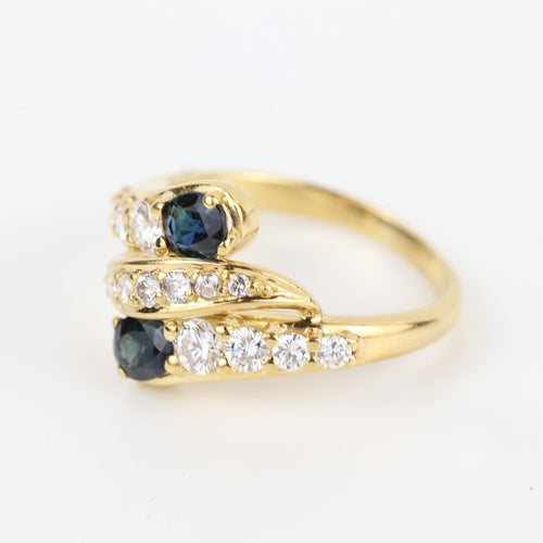 Bague 55 Bague vintage en or jaune 18 carats avec diamants et saphirs 58 Facettes 131144