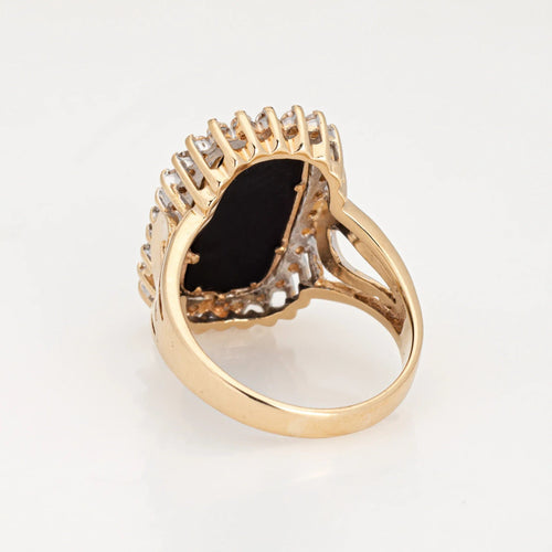 Bracelet Bague Diamant Onyx Vintage Or Jaune 58 Facettes