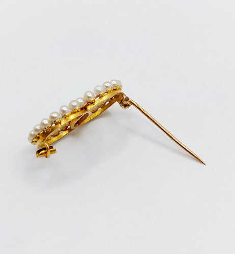 Broche Broche antique or jaune cercles infini et perles 58 Facettes A05616