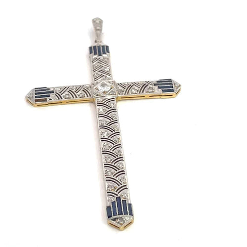 Pendentif Gold and Platinum Cross Pendant 58 Facettes UN0066