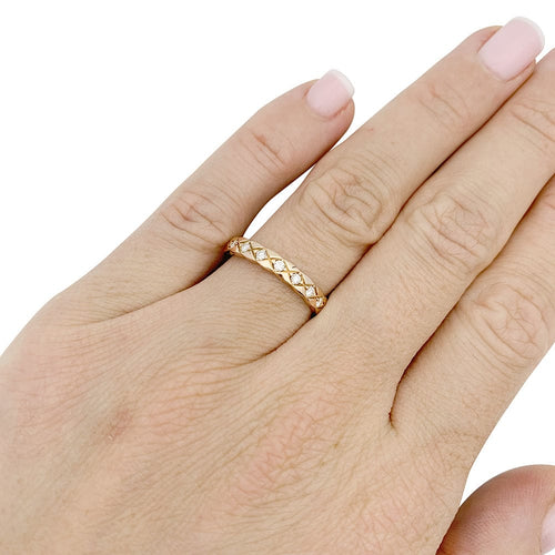 Bague 53 Bague alliance Chanel, "Coco Crush", or rose, diamants. 58 Facettes 33651