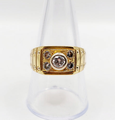 Bague 60 Bague chevalière Art Déco or jaune et diamants 58 Facettes A06309
