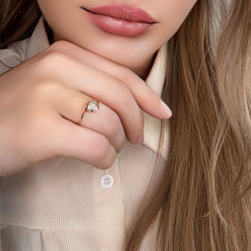 Bague 52 Solitaire or jaune 58 Facettes 93-GS37209-1