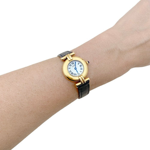 Montre Montre Cartier, "Colisée Must", argent plaqué or, cuir. 58 Facettes 34848