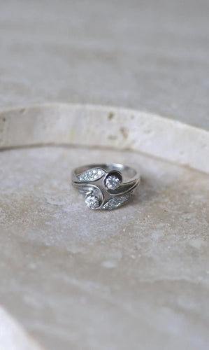 Bague 57.5 Bague Toi et Moi Diamants Rétro Or et Platine 58 Facettes