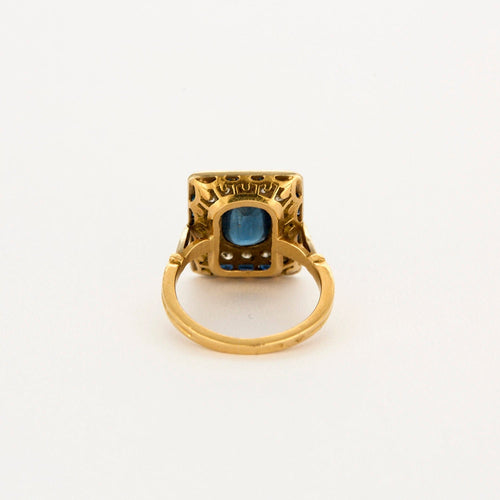 Bague 49 Bague Art Déco en or jaune 18K sertie diamants et saphirs 58 Facettes