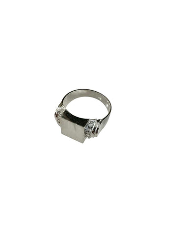 Bague 54 Bague Chevalière en Platine et Diamants 58 Facettes