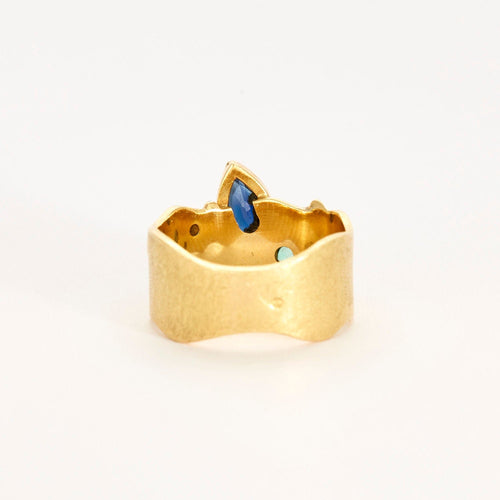 Bague 55 Bague saphir émeraudes diamants 58 Facettes LP472