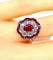Bague 51 Bague marguerite en or blanc 18 carats en rubis et diamants 58 Facettes AB215
