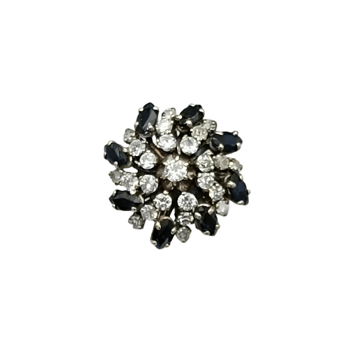 Bague 51 Bague fleur vintage en or 14k sertie de saphirs et diamants 58 Facettes