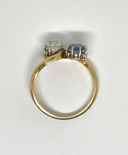 Bague Bague toi et moi or jaune et blanc diamant et saphir 58 Facettes